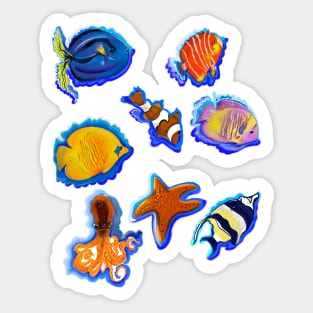 Best fishing gifts for fish lovers 2024 Tropical Octopus Star Fish Sticker